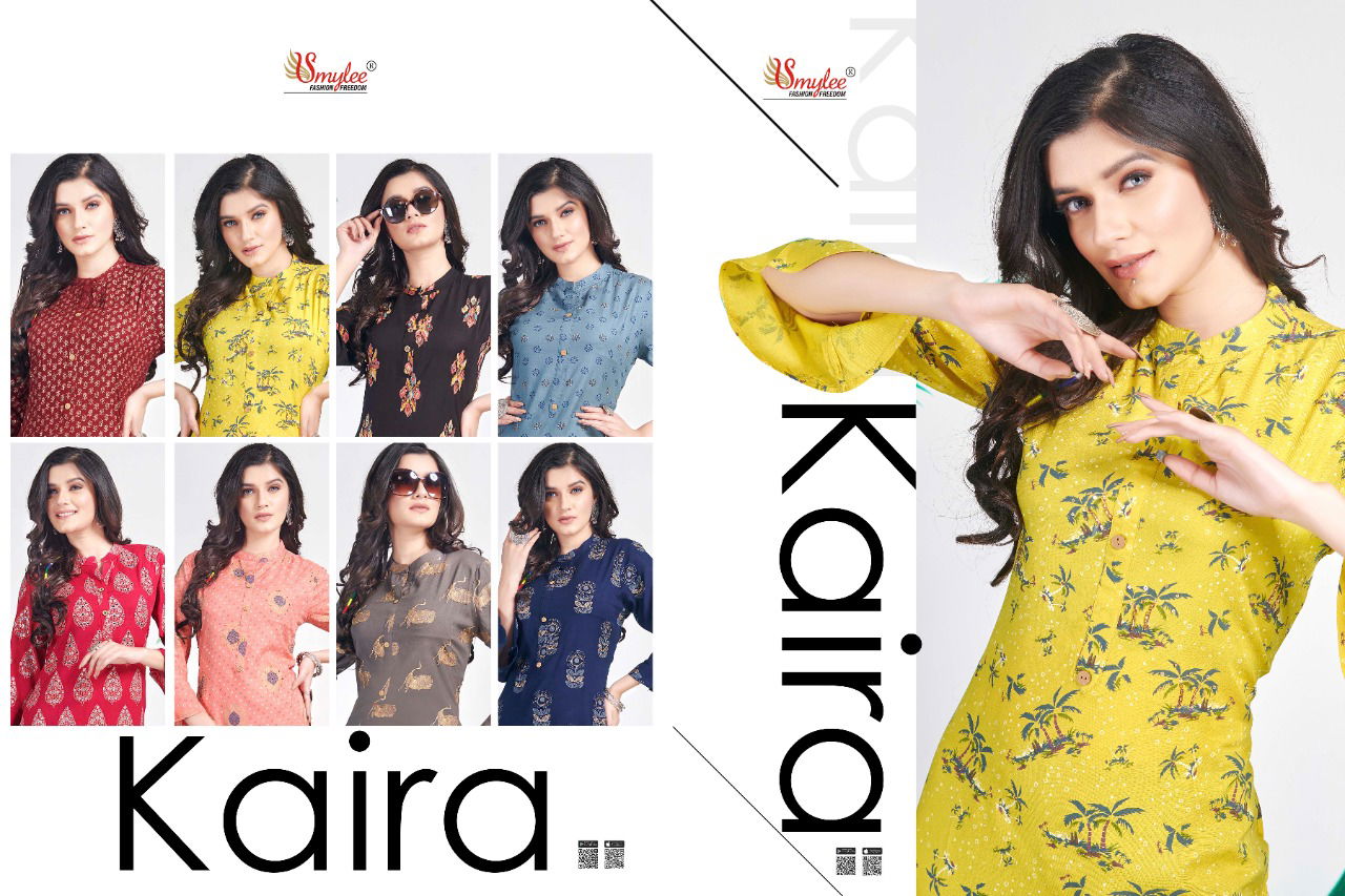 Smylee Kaira Latest Casual Wear Heavy print rayon Designer Kurtis Collection